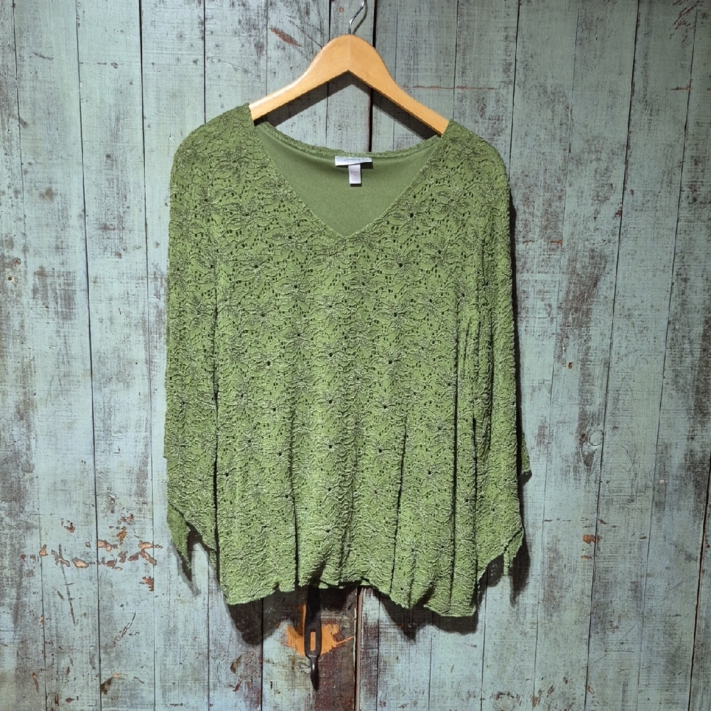 Dressbarn Olive Green Knit Poncho
